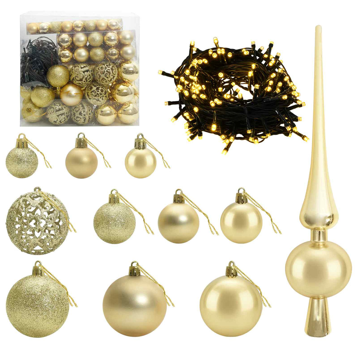 Albero di Natale Artificiale Slim con Palline 240 cm 300 LED