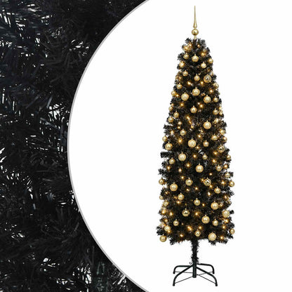 Albero di Natale Artificiale Slim con Palline 180 cm 300 LED