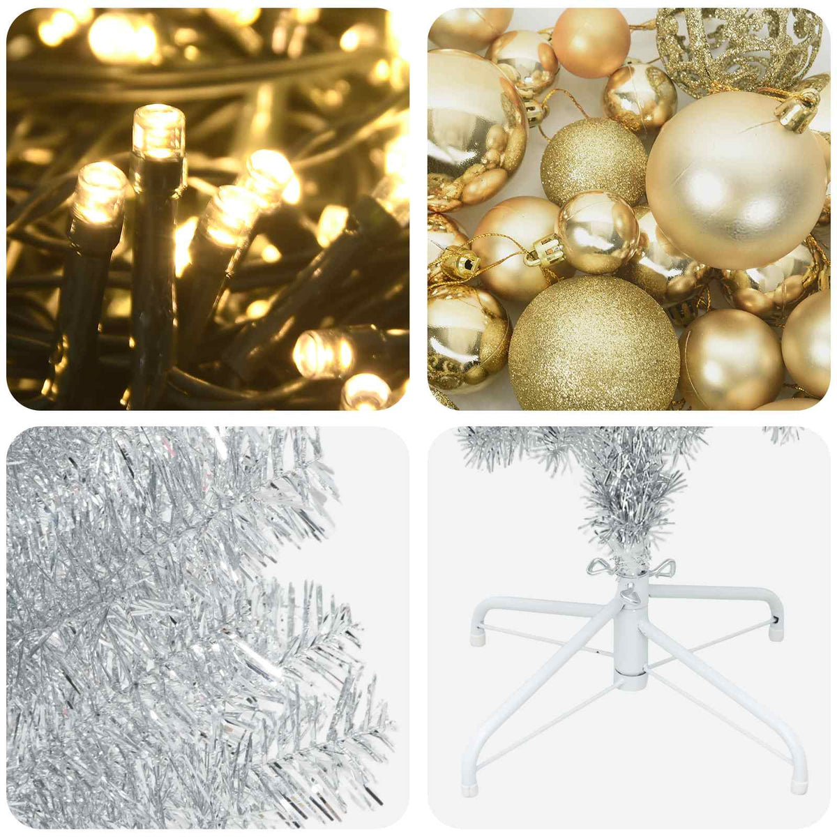 Albero di Natale Artificiale Slim con Palline 180 cm 300 LED