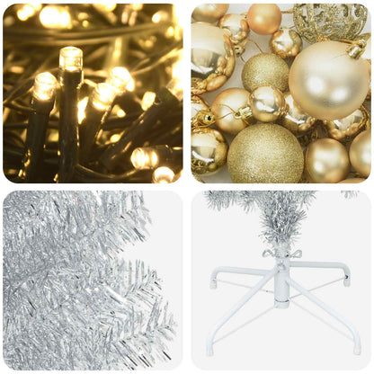 Albero di Natale Artificiale Slim con Palline 180 cm 300 LED