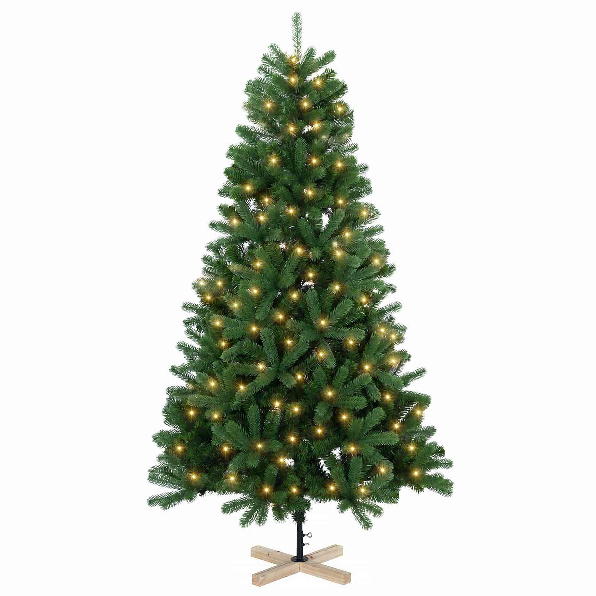 Albero di Natale artificiale 210 cm 300 LED Bianco caldo PVC