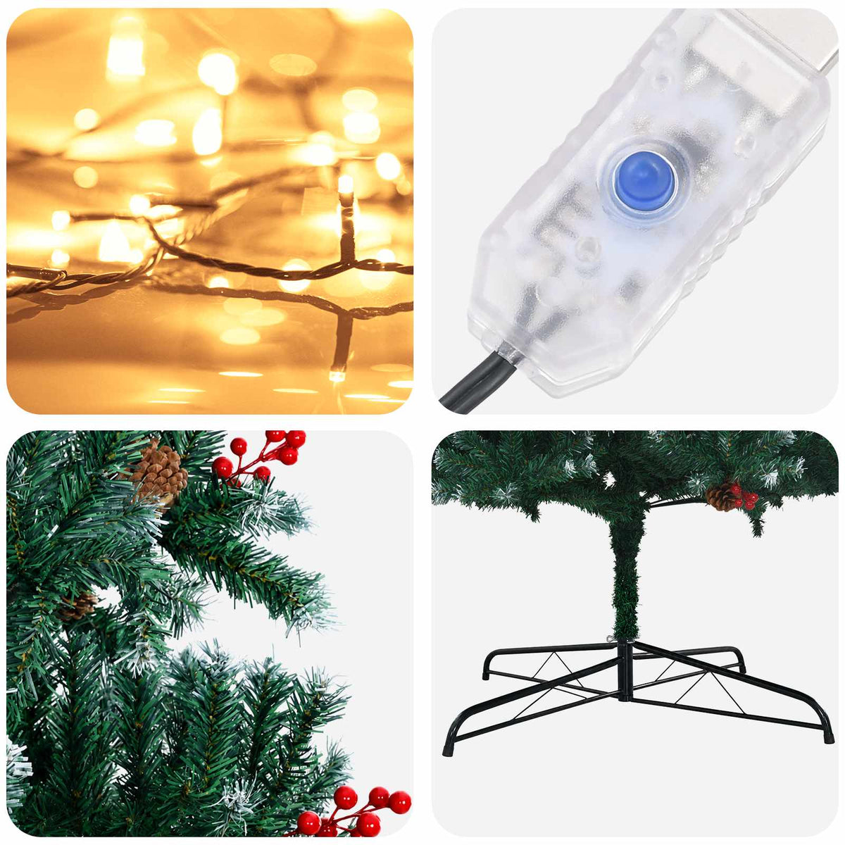 Albero di Natale Artificiale con Rami Pieghevoli 400 cm 600 LED
