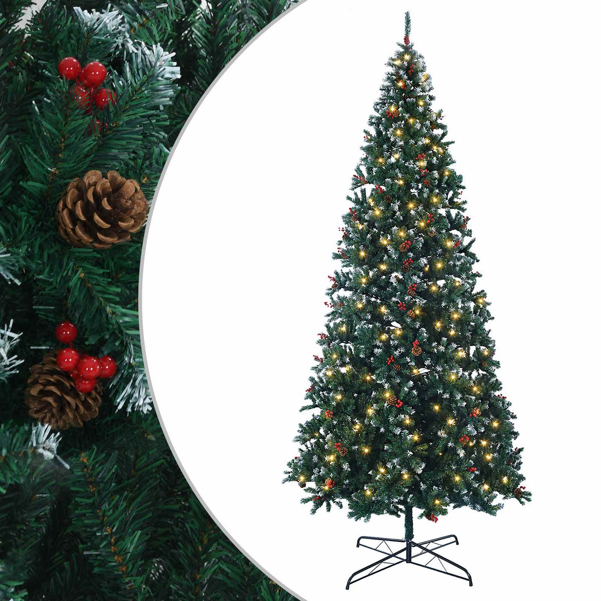 Albero di Natale Artificiale con Rami Pieghevoli 500 cm 900 LED
