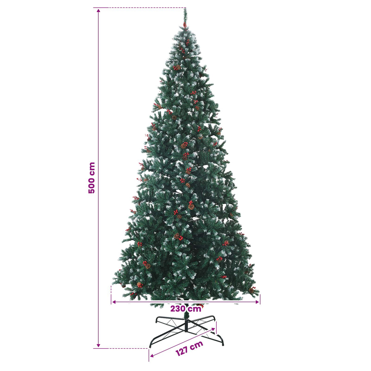 Albero di Natale Artificiale con Rami Pieghevoli 500 cm 900 LED