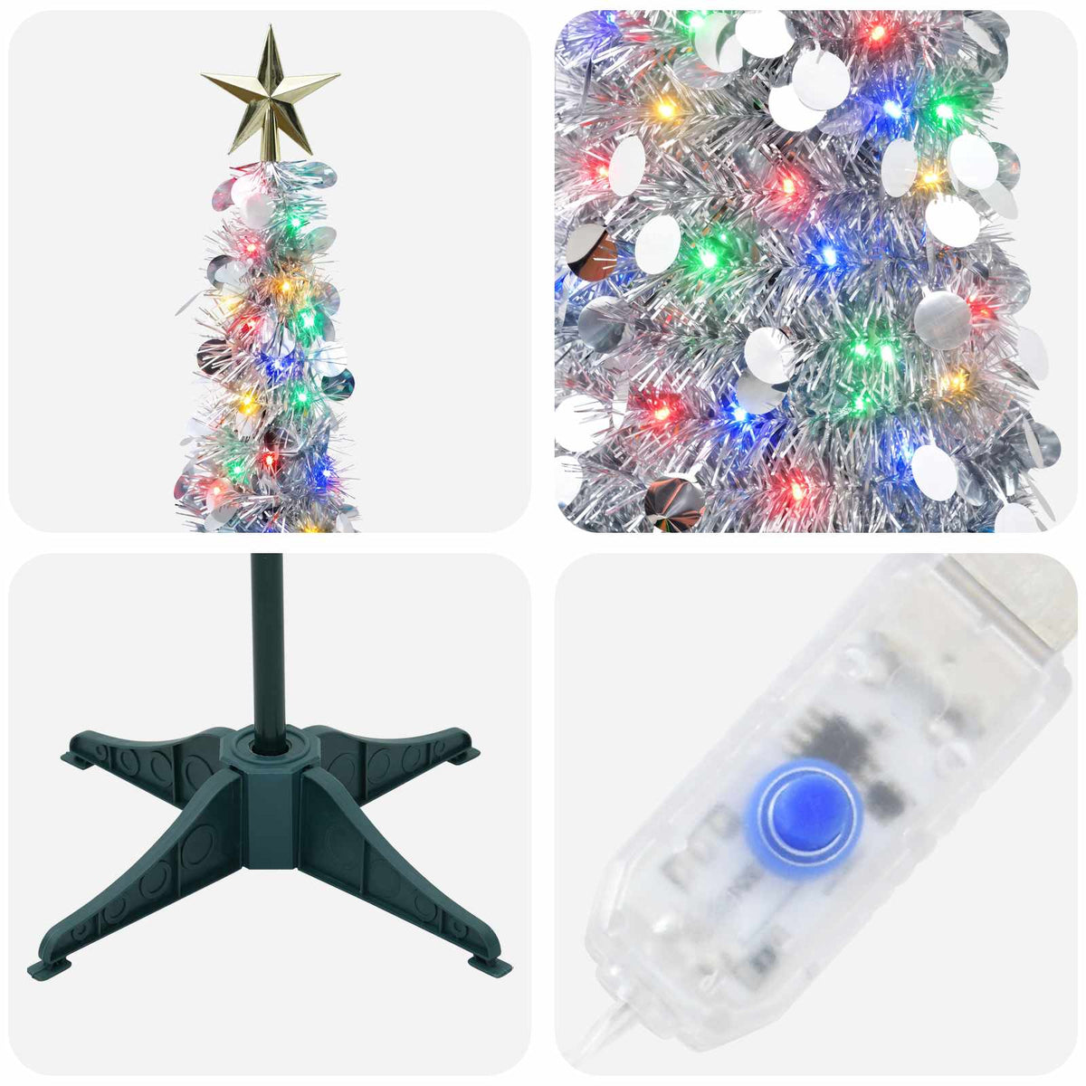 Albero di Natale LED pop-up con stella 180 cm 100 LED PET | homemem39