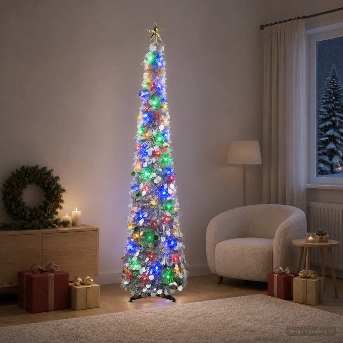 Albero di Natale LED pop-up con stella 180 cm 100 LED PET | homemem39