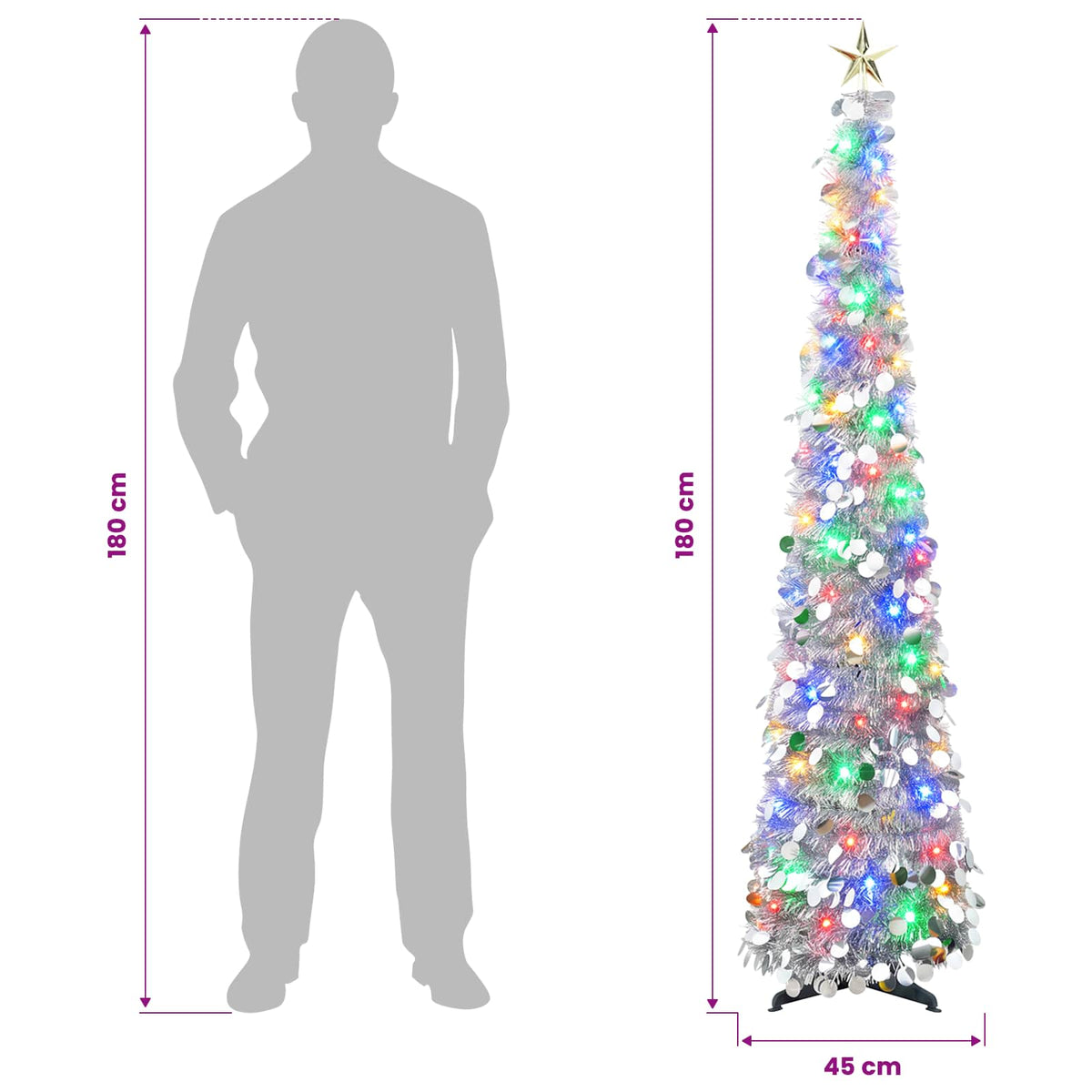 Albero di Natale LED pop-up con stella 180 cm 100 LED PET | homemem39