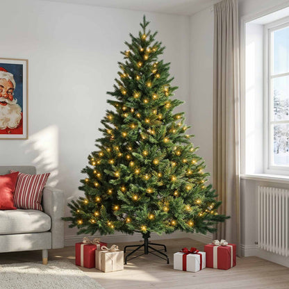 Albero di Natale Artificiale con Rami Pieghevoli 240 cm 300 LED