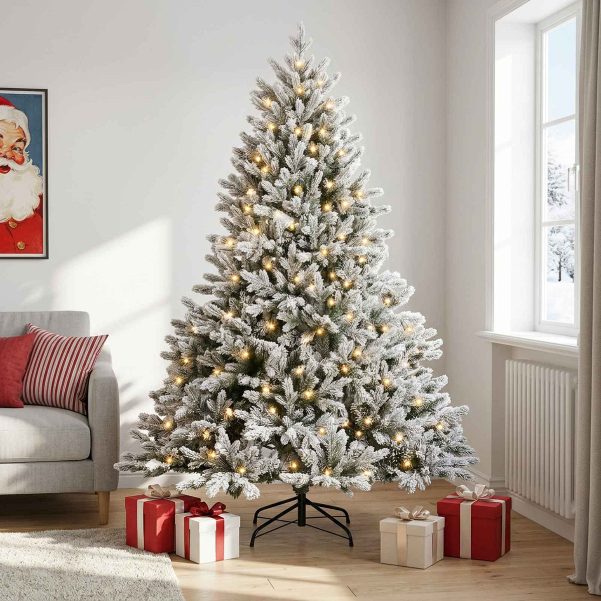 Albero di Natale Artificiale con Rami Pieghevoli 120 cm 150 LED
