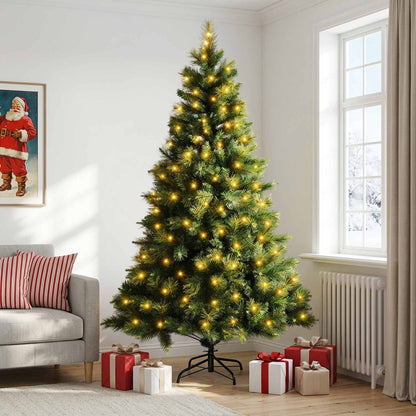 Albero di Natale Artificiale con Rami Pieghevoli 210 cm 300 LED