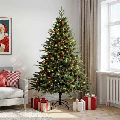 Albero di Natale Artificiale con Rami Pieghevoli 150 cm 150 LED