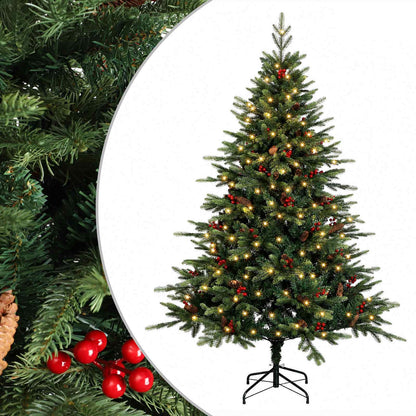 Albero di Natale Artificiale con Rami Pieghevoli 150 cm 150 LED