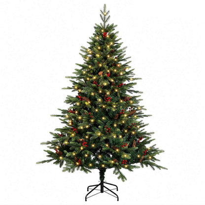 Albero di Natale Artificiale con Rami Pieghevoli 150 cm 150 LED