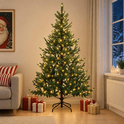 Albero di Natale Artificiale con Rami Pieghevoli 240 cm 300 LED