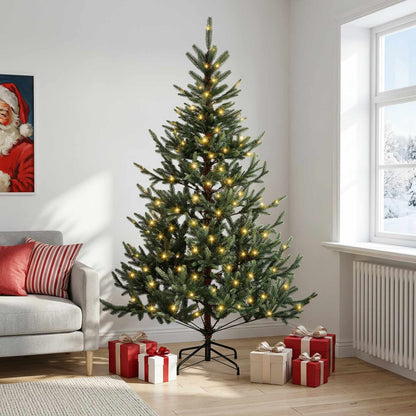 Albero di Natale Artificiale con Rami Pieghevoli 240 cm 300 LED