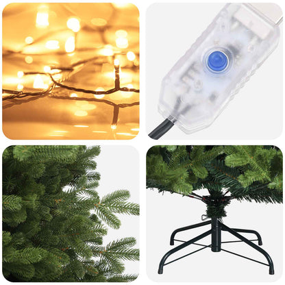 Albero di Natale Artificiale con Rami Pieghevoli 150 cm 150 LED