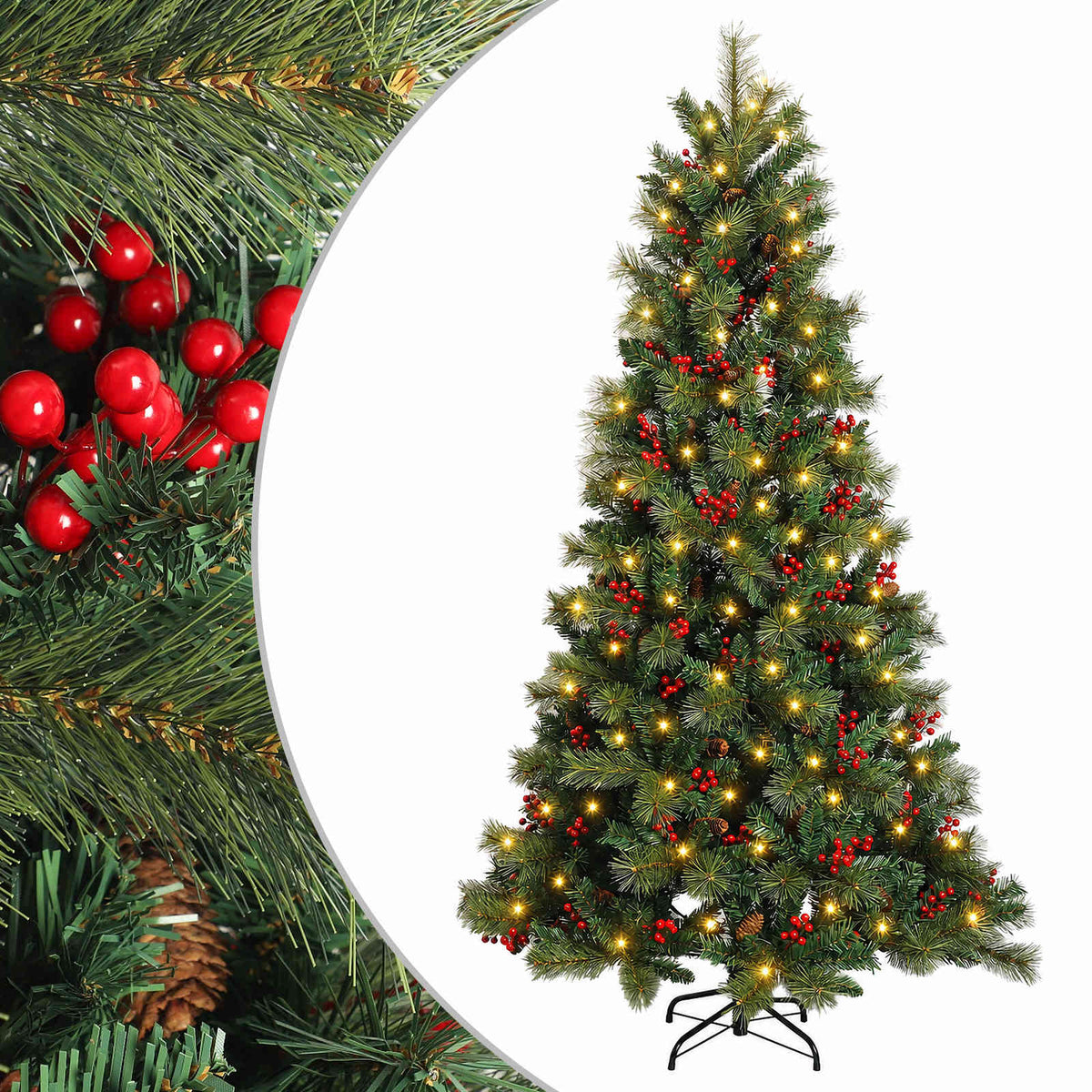 Albero di Natale Artificiale con Rami Pieghevoli 120 cm 150 LED