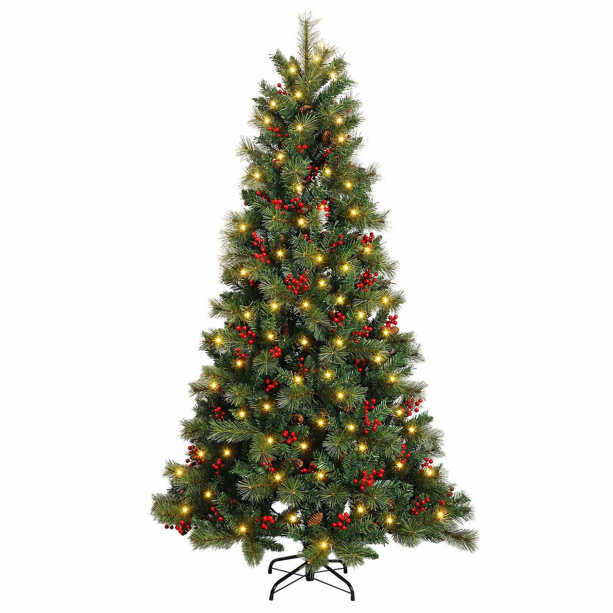 Albero di Natale Artificiale con Rami Pieghevoli 120 cm 150 LED