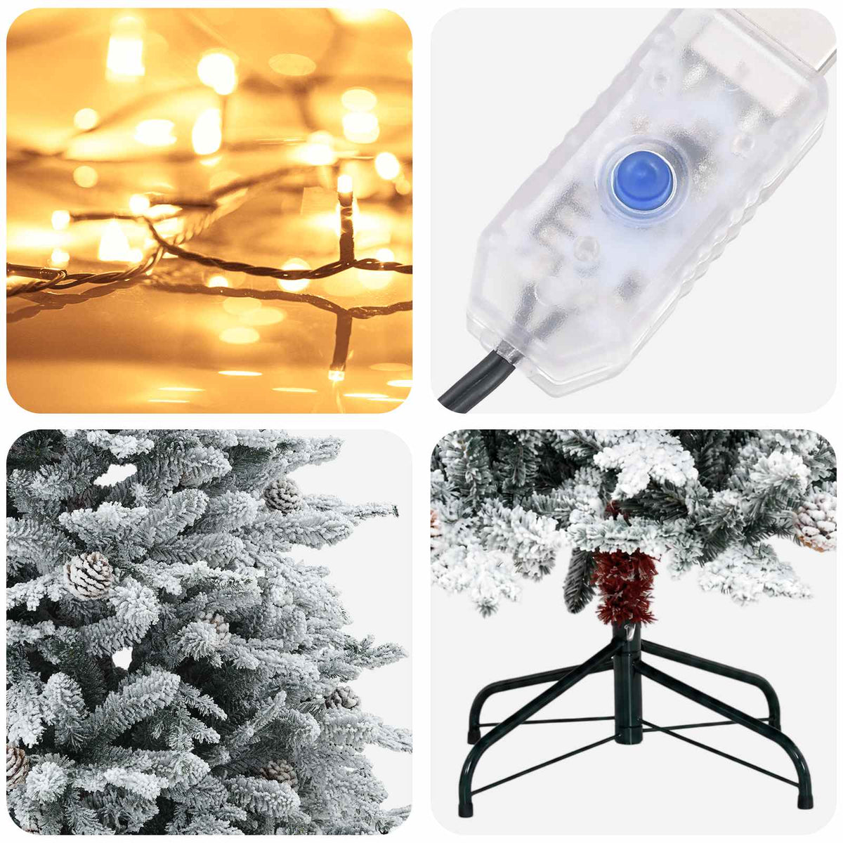 Albero di Natale Artificiale con Rami Pieghevoli 120 cm 150 LED