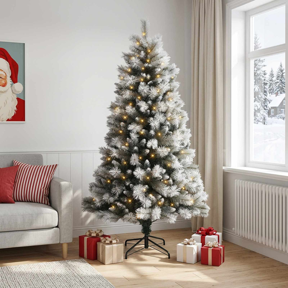 Albero di Natale Artificiale con Rami Pieghevoli 120 cm 150 LED | homemem39
