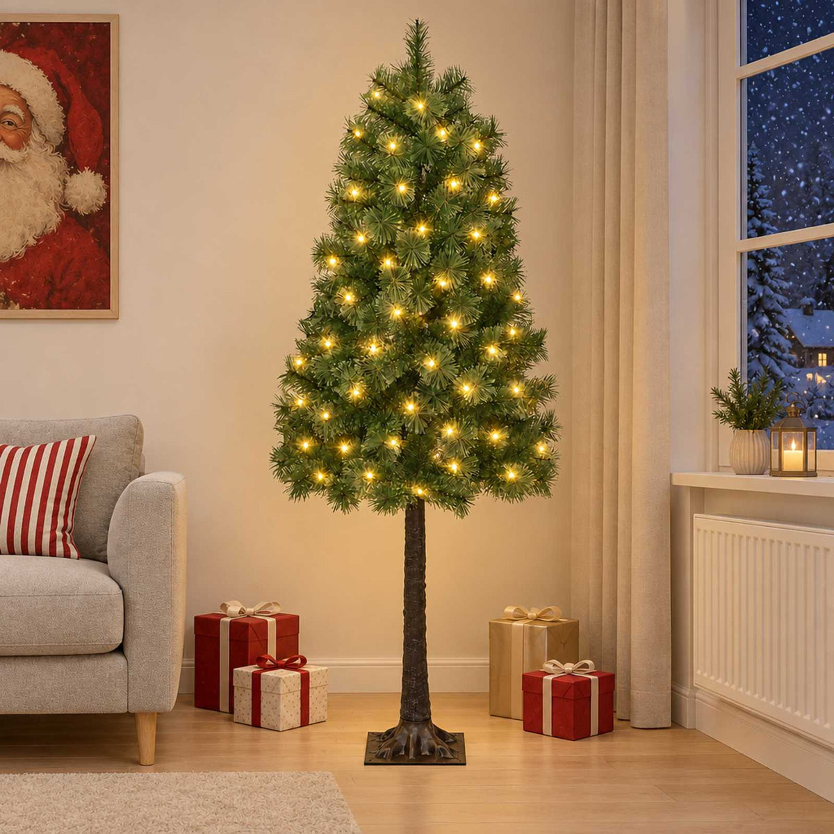 Albero di Natale Artificiale con Rami Pieghevoli 120 cm 150 LED