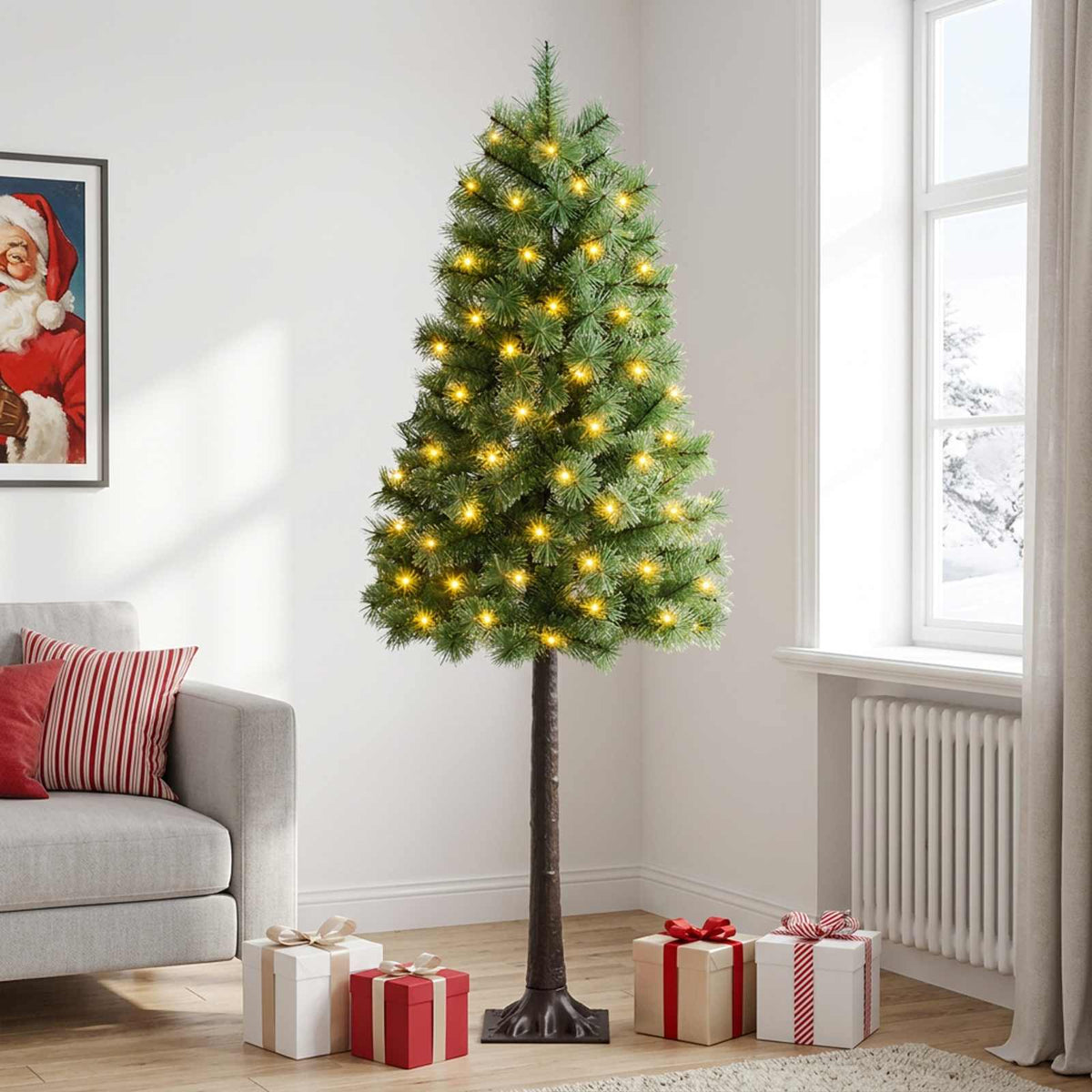 Albero di Natale Artificiale con Rami Pieghevoli 120 cm 150 LED