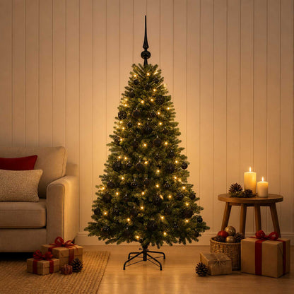 Albero di Natale Artificiale con Palline 120 cm 150 LED