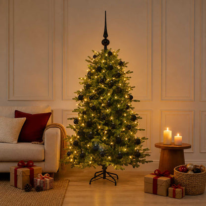 Albero di Natale artificiale con palline 150 cm 150 LED