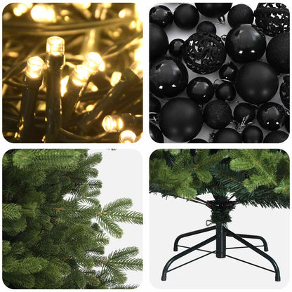 Albero di Natale artificiale con palline 150 cm 150 LED