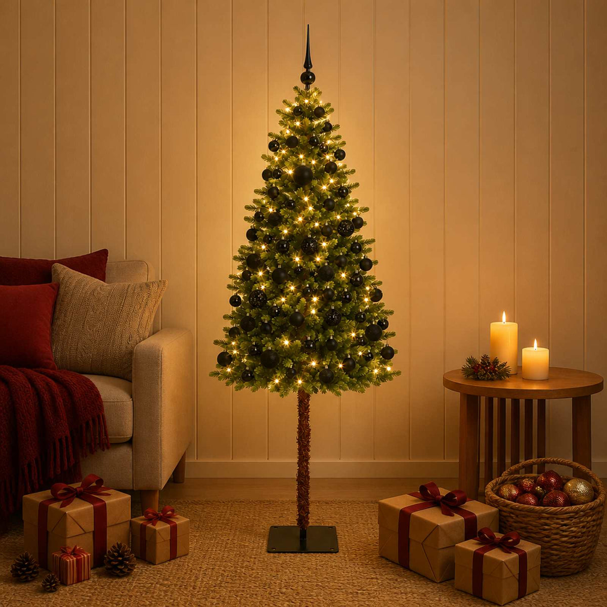 Albero di Natale Artificiale con Palline 180 cm 300 LED