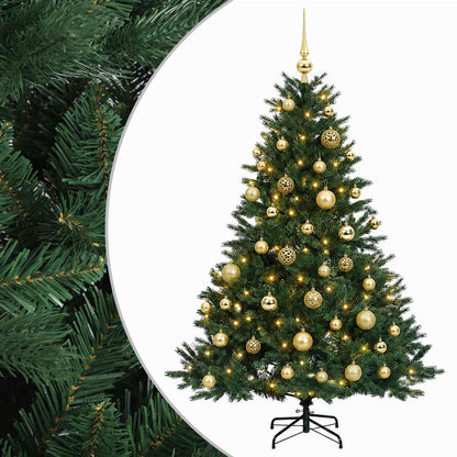 Albero di Natale artificiale con palline 150 cm 150 LED
