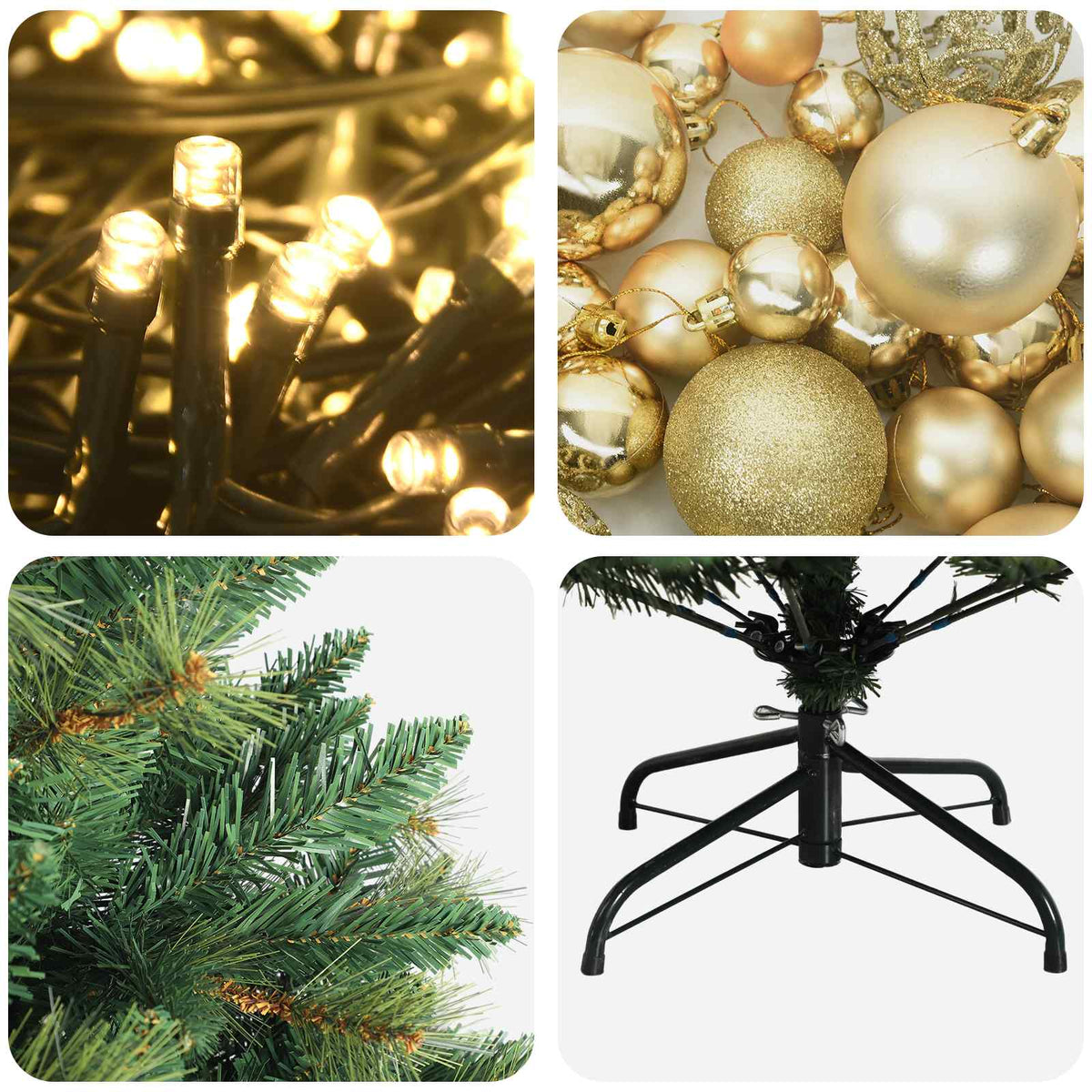 Albero di Natale Artificiale con Palline 120 cm 150 LED | homemem39