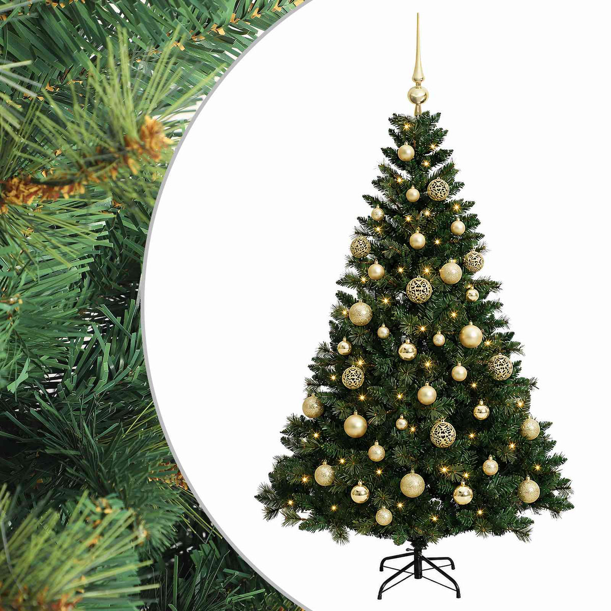 Albero di Natale Artificiale con Palline 120 cm 150 LED