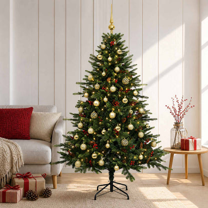 Albero di Natale artificiale con palline 150 cm 150 LED