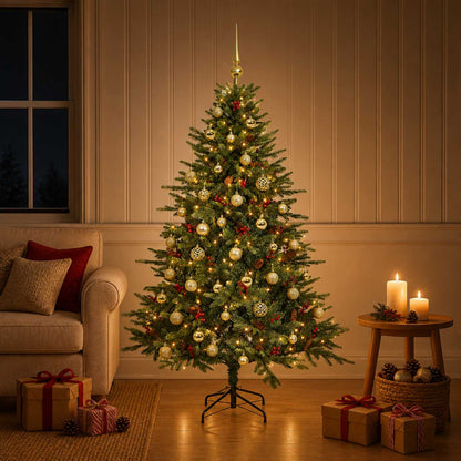 Albero di Natale artificiale con palline 150 cm 150 LED