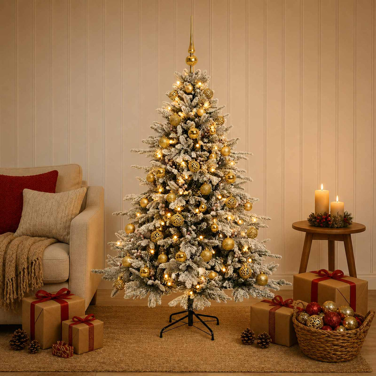 Albero di Natale artificiale con palline 150 cm 150 LED | homemem39