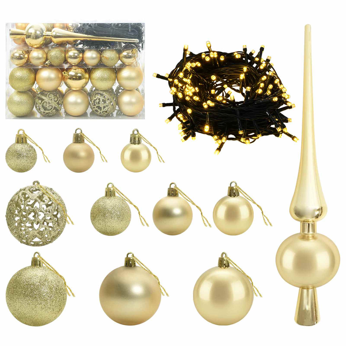 Albero di Natale artificiale con palline 150 cm 150 LED | homemem39