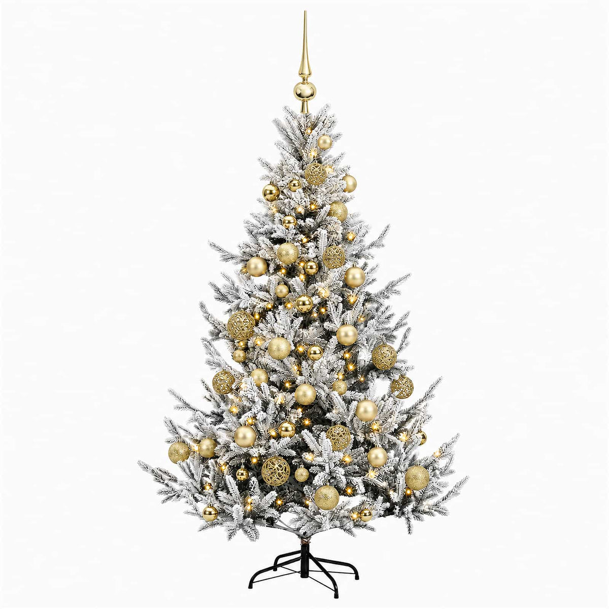 Albero di Natale artificiale con palline 150 cm 150 LED
