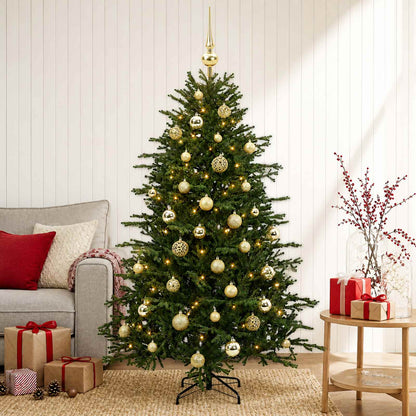 Albero di Natale artificiale con palline 150 cm 150 LED