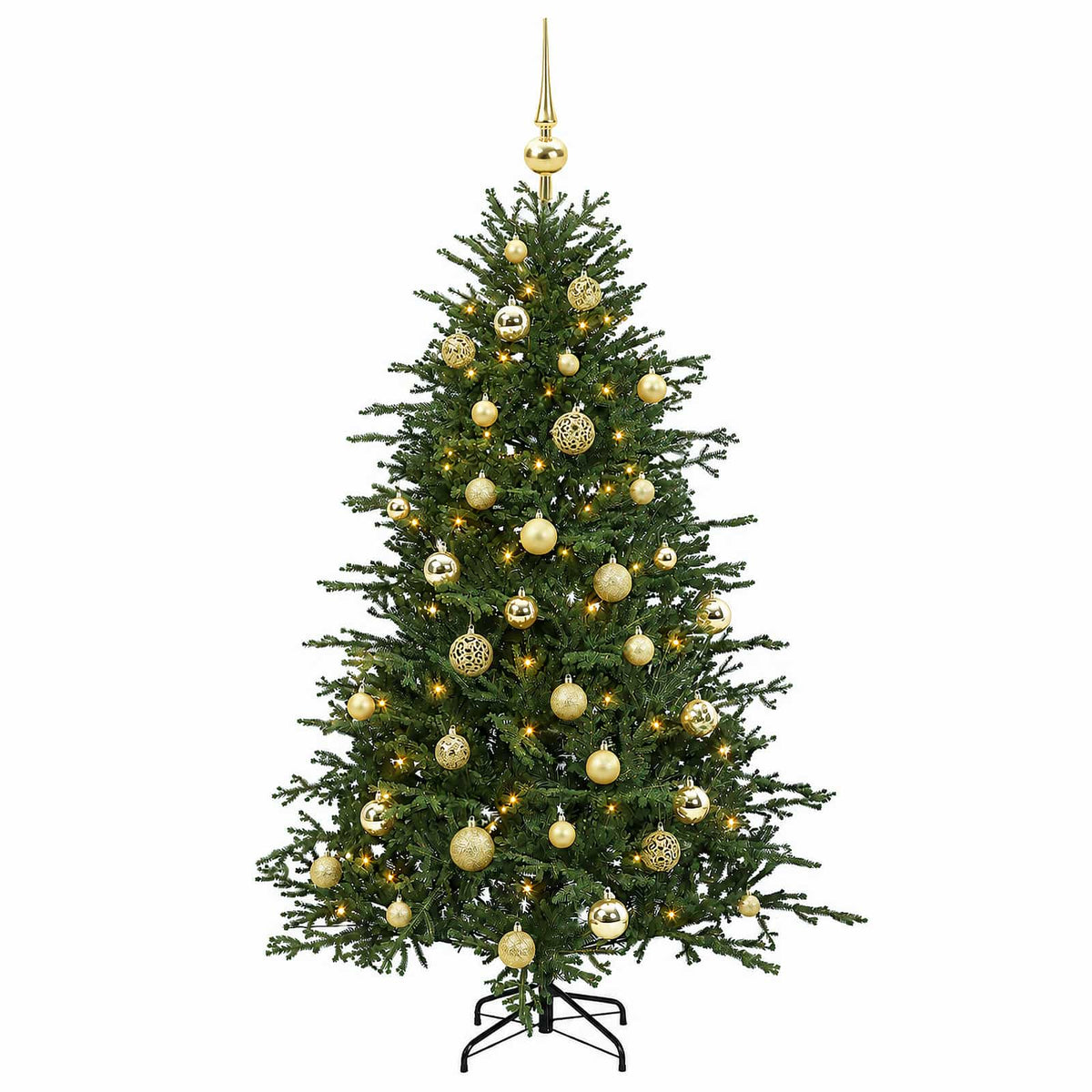 Albero di Natale artificiale con palline 150 cm 150 LED