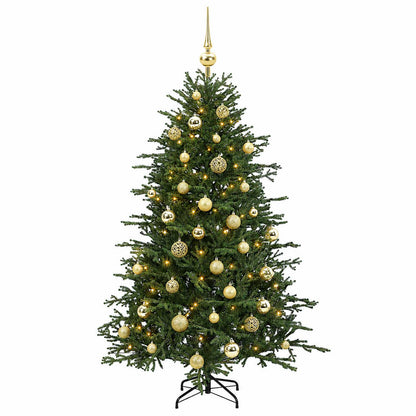 Albero di Natale artificiale con palline 150 cm 150 LED