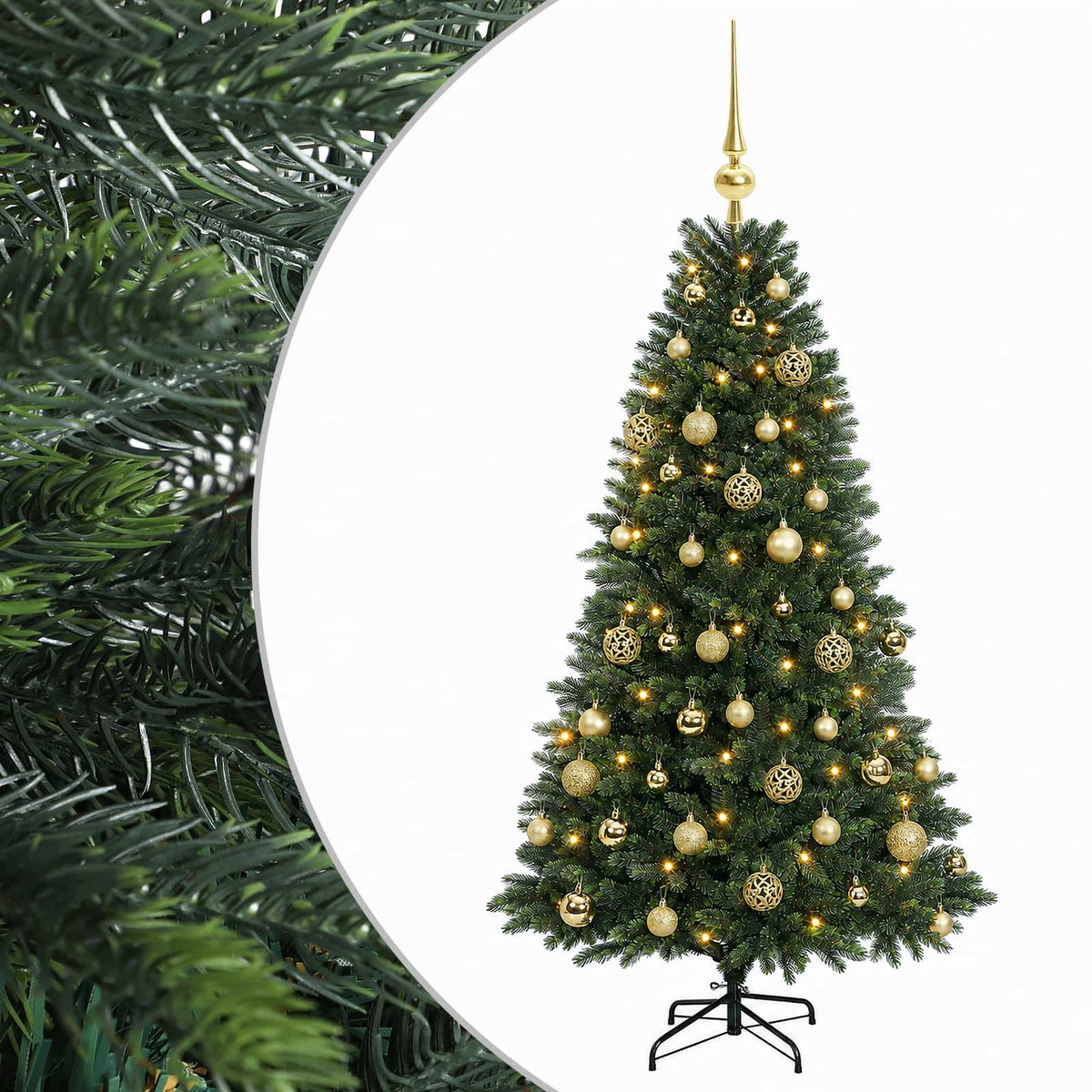 Albero di Natale Artificiale con Palline 120 cm 150 LED