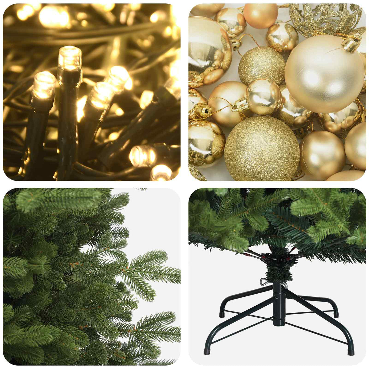 Albero di Natale artificiale con palline 150 cm 150 LED | homemem39
