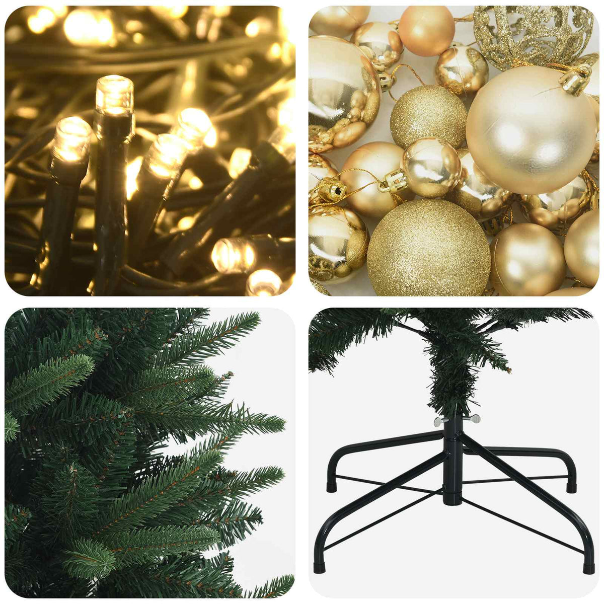 Albero di Natale Artificiale con Palline 150 cm 150 LED | homemem39