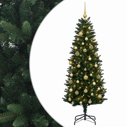 Albero di Natale Artificiale con Palline 150 cm 150 LED