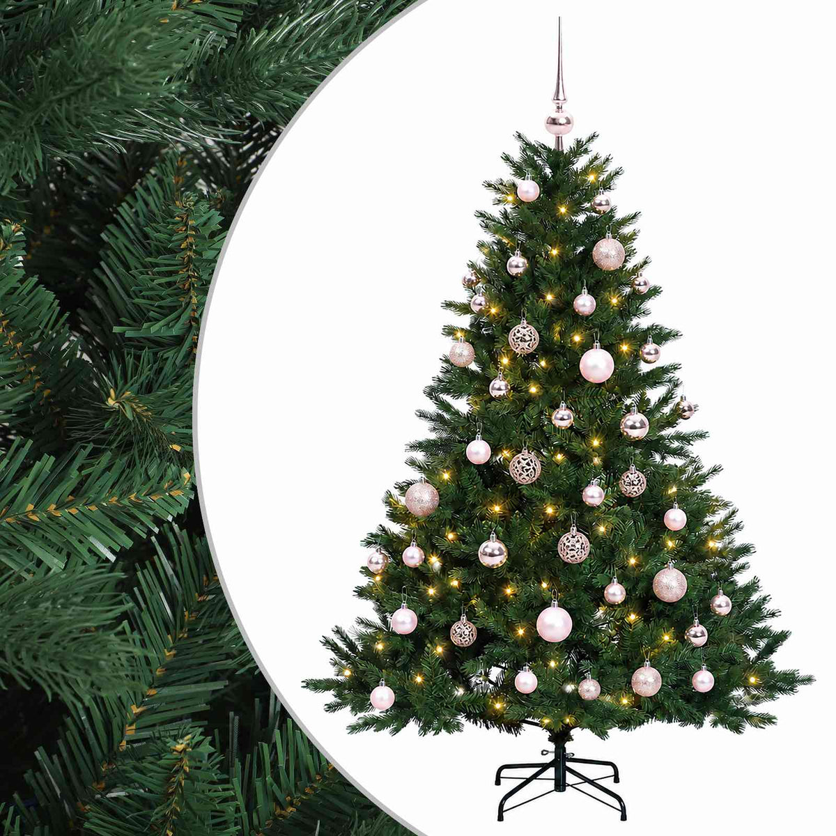 Albero di Natale artificiale con palline 150 cm 150 LED