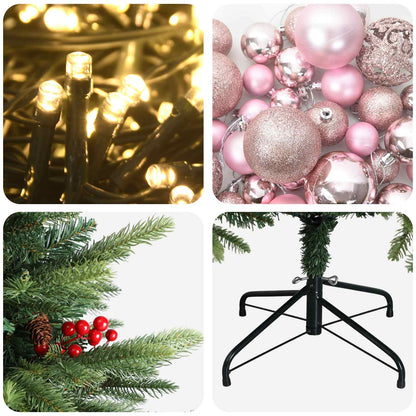 Albero di Natale artificiale con palline 150 cm 150 LED