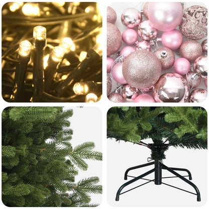 Albero di Natale artificiale con palline 150 cm 150 LED