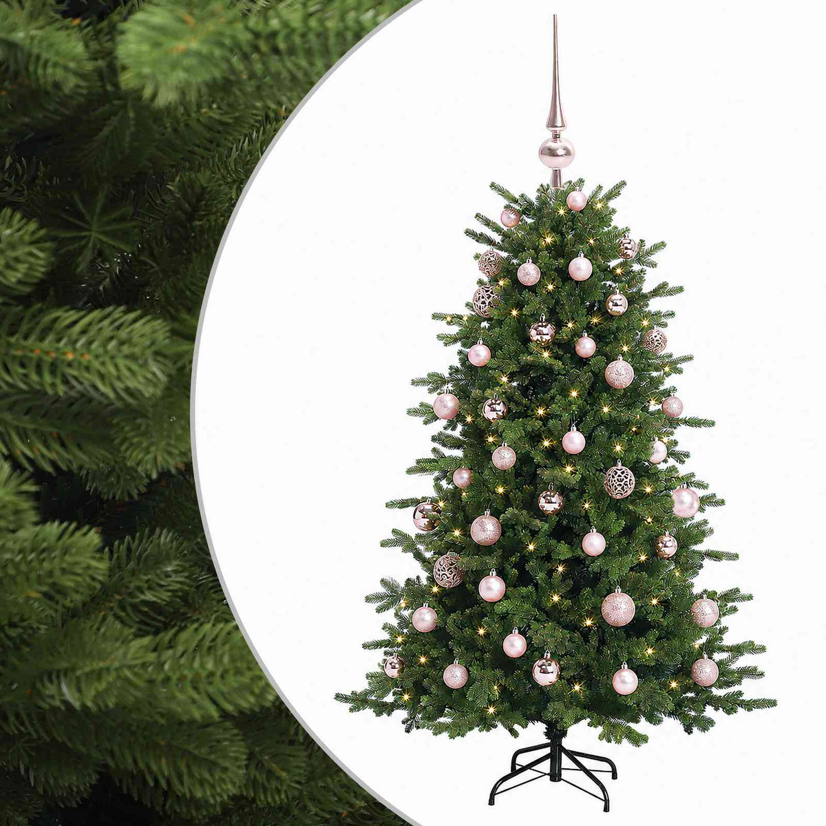 Albero di Natale artificiale con palline 150 cm 150 LED