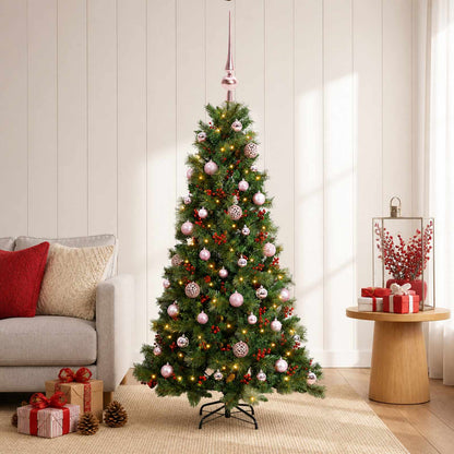 Albero di Natale artificiale con palline 150 cm 150 LED